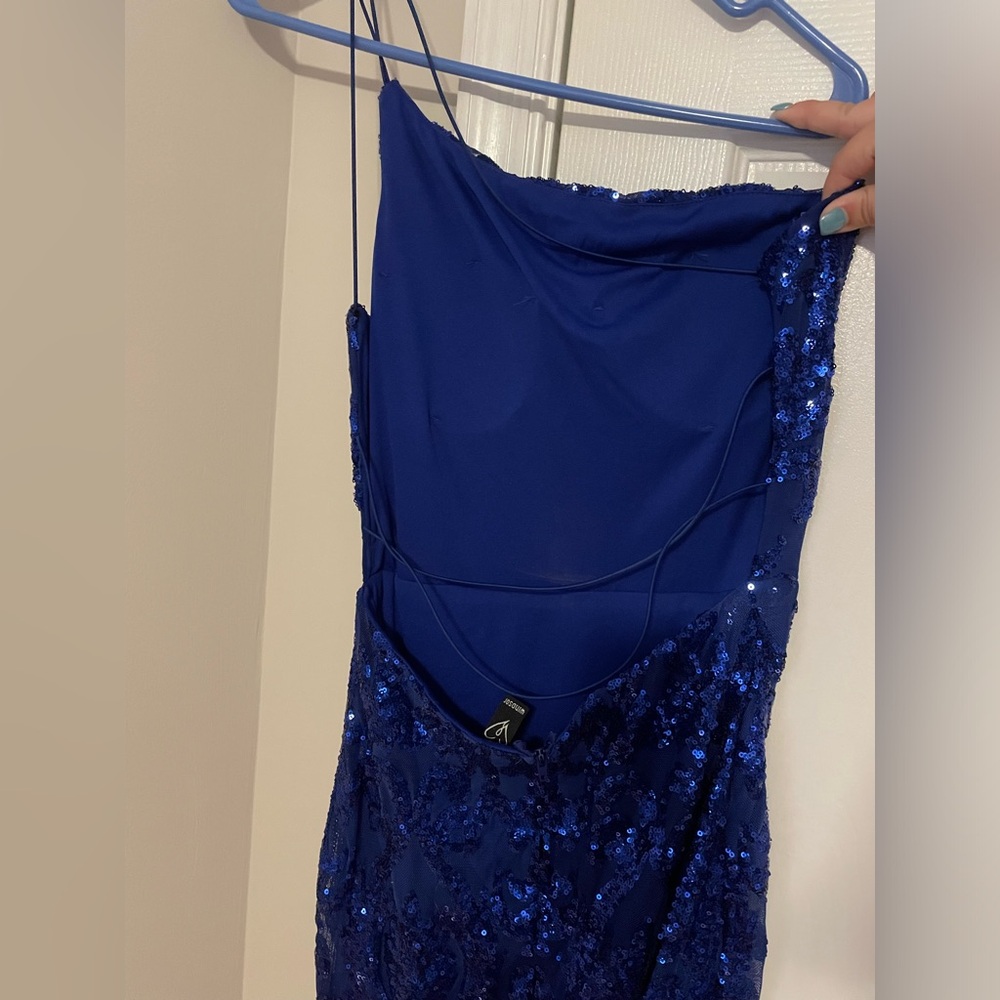 Sequin blue prom dress
